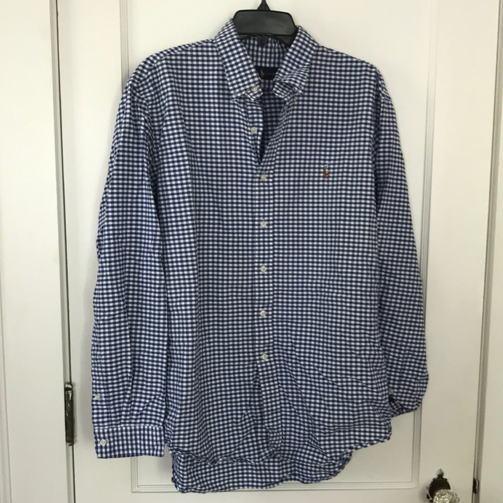 Blue and white check Ralph Lauren button down